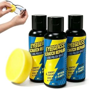 Eyeglass Scratch Remover with Sponge, 2026 Upgraded Lens Polish Wax for Glasses, Portable Eyeglass Lens Cleaner and Polish, Glasses Lens Surface Polishing Liquid for Clear Lenses，3 Packs