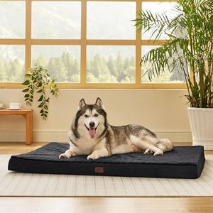 Bedsure Jumbo Dog Bed for Large Dogs - XXL Orthopedic Waterproof Dog Beds with Removable Washable Cover, Egg Crate Foam Pet Bed Mat, Suitable for Dogs Up to 150lbs, Black