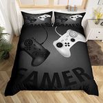 Loussiesd Games Duvet Cover Set for Boys Kids Cartoon Video Game Gamepad Comforter Cover Child Youth Single Size Graffiti Style Bedding Set Novelty Modern Gamer Bedding Cover,2Pcs Room Decor