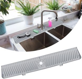 30 inch Kitchen Sink Splash Guard, Silicone Faucet Handle Drip Catcher Tray, Longer Silicone Sink Mat for Kitchen Counter, Bathroom, Farmhouse, Drip Protector Splash Countertop (Gray)