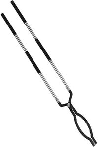 RAOMEIDE 41 Inches Expandable Fire Tongs for Fire Pit Outside Heavy Duty Firewood Log Grabber Claw Stainless Steel Fireplace Tools Indoor