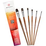 Professional Oil & Acrylic Brush Set – 6 Oil Brushes for Artists 2, 4, 6, 8, 10, & 12 with Durable Badger/Synthetic Bristles – PVC Travel Pouch, Long Birchwood Handles, No Shedding by ZenART