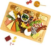 Unique Bamboo Cheese Board, Charcuterie Platter and Serving Tray for Wine, Crackers, Brie and Meat. Large and Thick Natural Wooden Server (18" x 12")