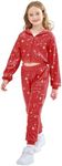 LOLANTA Girls Sequin Jacket Red Dance Outfits Sequin Clothing Set Fall Coat Trouser Hip-hop Dance Costume (Red, 7-8 Years)