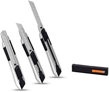 Internet's Best Snap-Off Utility Knife - Regular - Set of 3 - Belt Clip - Retractable Razor Knife Set - Box Cutter Locking Razor Knife