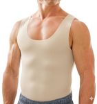 Esteem Apparel Mens Compression Shirt for Chest and Body Shaper Belly Slimming Shapewear Undershirt Tank Top for Men, Beige, X-Large