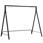 Outsunny Metal Porch Swing Stand, A-Frame Swing Frame with 4 Rings, Hanging Chair Stand Only, 528 LBS Weight Capacity, for Backyard, Patio, Lawn, Playground, Black