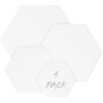 Belle Vous 4 Pack White Hexagon Canvas Set - 4 Assorted Sizes - Pre Stretched Canvas Panel Boards - Suitable for Acrylic and Oil Painting Also for Sketching and Drawing