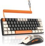 LexonElec 60% Mechanical Keyboard with Clicky Blue Switch PBT Keycaps, Compact Rainbow Backlit Keyboard and Mouse with Coiled USB C Cable, 6400 DPI Programmable RGB Mouse for Mac/Win/PC(Gray&Orange)