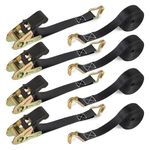 IAZZCO Ratchet Straps with Hook - 4 Pack 6M x 25MM Tie Down Straps Heavy Duty Ratchet Straps with Cam Buckle for Motorcycles/Car/Trailer/Household