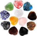 multiagate 12 PCS Heart Shaped Stones, 1 inch Natural Heart Love Worry Stones, Chakra Healing Crystal Set for Balancing Reiki Healing Meditation Massage Energy Yoga and Decoration, 12 Colors