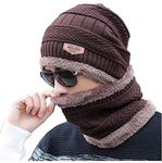 Brats N Beauty® Brown Color Ultra Soft Unisex Woolen Beanie Cap + Neck Scarf Set for Men I Women I Girl I Boy - Warm, Snow Proof - 20 Degree Temperature