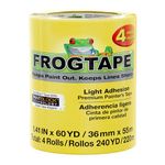 Frog Tape Yellow Delicate Surface Masking Tape for Painting 36mm x 55m, Decorators Tape, Painters Masking Tape for Indoor Painting & Decorating - Pack of 4