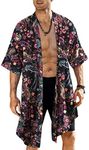 COOFANDY Mens Apparel Long Cardigan Cotton Kimono Robe Lightweight Casual Beach Drape Cape