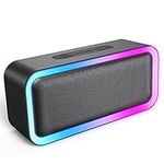 MEGUO RGB Lights Bluetooth Speaker, 10W Small Portable Wireless Bluetooth Speaker w/HD Stereo, IPX5 Waterproof, 18H Playtime, Mic, TF Card, Mini Speakers for Home Garden Party Camping Travel