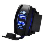 Dual USB Charger Rocker Switch Blue Backlit 12V-24V Compatible with UTV Ranger RZR XP Turbo Commander Maverick X3