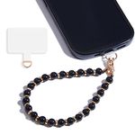 Lostars Marble Beaded iPhone Wrist Strap,Detachable Phone Bracelet Strap with Tether Tab,Hands-Free Phone Wristlet Strap (Obsidian-Black)