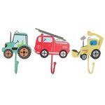 Childrens Set of 3 Boys Vehicle Car Coat Hooks