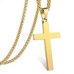 RS Gold Cross Necklace for Men Boys