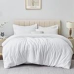 Aisbo King Size Duvet Covers Set White - 3Pcs Bedding Set Kingsize Soft Brushed Microfiber Quilt Cover with 2 Pillowcases