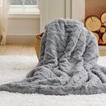 Bedsure Sherpa Throw Blanket for Couch Sofa - Fuzzy Soft Cozy Blanket for Bed, Fleece Thick Warm Blanket for All Seasons, Grey Fall Throw Blanket, 50x60 Inches