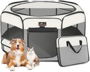 Dog Playpen, Cat Playpen - Foldable Pet Playpen with Carrying Case, Portable Pet Tent for Indoor/Outdoor Use | Water Resistant | Removable Shade Cover - (Grey, X-Large)