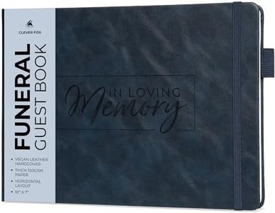 Clever Fox Funeral Guest Book for Memorial Services – in Loving Memory Guest Sign in Book for Funeral Service, Hardcover 10x7” (Dark Blue)