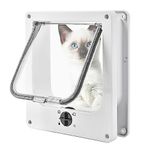 Pattepoint Large Cat Doors(Outer Size 10.6" x 9.2"), 4-Way Locking Cat Door for Interior Exterior Doors, Weatherproof pet Door with Magnet for Cat or Dog < 21.5 inches in Girth(White L)