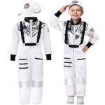 GIFTINBOX Halloween Astronaut Costume for Kids with Cap, Space Costume for Boys Girls Toddler 3-10 Pretend Role Play Dress Up