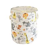 INough Baby Washing Basket Laundry Basket Nursery, Baby Hamper for Kids with Handle Toy Basket Foldable Storage Bin Toys Box Organizer with Drawstring Closure, Baby Nursery Accessories (Animals)