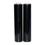 JeeJaan® 2 Rolls Black Pallet Wrap 400mm x 250m, Non-Extended, 20mu - Strong Stretch Shrink Cling Film - Ideal for Wrapping - Warehouse, Moving House & Furniture