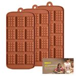 Waffle Chocolate Moulds Silicone Candy Molds, 3PCS12-Cavity Small Break Apart Chocolate Molds Non-Stick Reusable DIY Baking Molds Candy Protein & Energy Bar Moulds