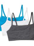 Fruit of the Loom Women's Cotton Pullover Sport Bra, Charcoal Heather White/Isazure-3 Pack, 34