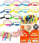 UpBrands 120 Students Incentives Friendship Zipper Bracelets 7.5”, Easter Favors for Kids, Stress Relief Quiet Fidget Toys, Kit for Kids Valentine Gifts, Goodie Bags, Easter Egg Fillers, School Prizes