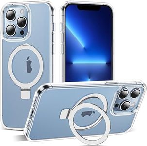 SKYLMW Compatible with iPhone 13 Pro Case with Invisible Magnetic O-Ring Stand Military-Grade Transparent Phone Case for iPhone 13 Pro 6.1" [Compatible with Mag-Safe][Great Grip Feeling],Clear