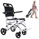 Ultra Light Transport Wheelchairs for Seniors Weight Only 16lbs, Travel Wheelchairs for Adults Lightweight Foldable Support 180lbs, Compact Aluminum Wheelchair Portable for Elderly