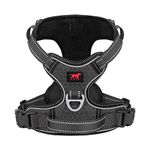 Tuff Pupper Anti Pull Heavy Duty Dog Harness, Easy Walk Front & Back Leash Clips, Strong Safety Handle, Reflective Vest, Comfortable Padded Training Harness, Small Medium Large Dogs (Medium, Black)