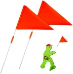 IMPRESA [2 Pack] Safety Flags with Pole for Step2 Step Kid Alert Slow Down Signs for Neighborhoods - 2 Orange Safety Flag Warning Signs & Poles - Replacement Pieces for Kids at Play Signs for Street