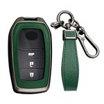 KUNIO Car Key Fob Cover fit for Toyota Yaris Cross Yaris Hybrid Rav4 Aygo CHR Prius Land Cruiser 200 Crown key fob cover Metal Key Cover Key Holder key cover case Key Chain A Green