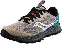 Saucony Men's Peregrine 11 Trail Running Shoe, Grey/Green, 11.5 M