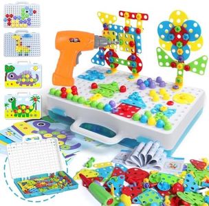 Juguetes Niños 4 Años-Herramientas Juguete Juegos Educativos Niños 4 Años Manualidades Niños Mosaicos Infantiles con Taladro Eléctrico Regalo Niño 4 5 6 Años Dinosaurios Juegos de Mesa Niños 224 PCS