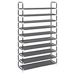 SONGMICS 10-Tier Shoe Rack, 50 Pairs Shoe Tower, Non-woven Fabric Cabinet Organizer, Black ULSH11H
