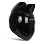 Motorcycle Helmet Personality Cat Ears Angled Full Face Modular Motorcycle Helmet Black Sun Visor,All Seasons Breathable Keep Warm Adjustable for Youth Adults Men & Women (Medium)