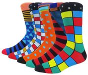 Mixsense Men's Dress Funny Colorful Novelty Comfort Casual Cotton Crew Socks Pack (set10)