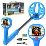DR.ÖTEK Kids Metal Detector – Innovative Color LCD Display, 17cm LED-Lit Coil, Adjustable & Ultra-Lightweight Metal Detector Kids, Child-Safe Rounded Design for Ages 3-12, Blue