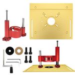 Aluminium Router Table Insert Plate and Router Lift Set, Woodworking Router Planer Trimmer Insert Plate for Woodworking Benches, Router Table for Motors with 63.8 to 65 mm Diameter (Gold-2Pcs)