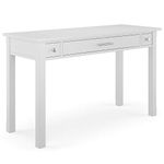 SIMPLIHOME Avalon Solid Wood Contemporary 47 Inch Wide Writing Desk in White, for The Office Desk, Writing Table, Workstation and Study Table