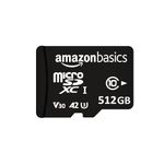 Amazon Basics 512 GB Micro SDXC Memory Card | 180 MB/s Read | Memory Card for 4K Video on Smartphones, Action Cams and Drones