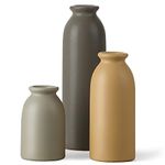 Ceramic Rustic Vase Sets for Home Decor, CwlwGO- Set of 3 Decorative Vases for Table Shelf, Kitchen, Living Room,Centerpieces, Fireplace and Entrance Decoration