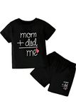 'Mom+Dad' Text Printed Cotton Baby Black Clothing Sets (Boys/Girls up to 2 Years) (0-6 Months)